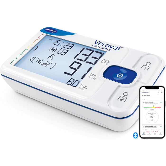 Тонометр Veroval duo control medium – вимірювання артеріального тиску на плечі з контролем ритму серця | цифровий, з додатком (Bluetooth), контролем положення манжети, індикатором спокою & програмне забезпечення medium Normal