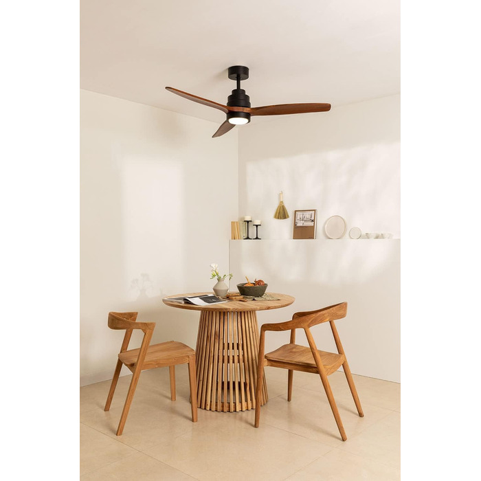 Вентилятор стельовий CREATE WINDSTYLANCE Natural Wood з підсвічуванням, чорний, WiFi, пульт, 132 см, 40W, двосторонній (літній/зимовий)