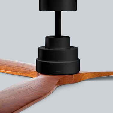 Вентилятор стельовий Ufesa, 40W, 6 швидкостей, тихий, 3 дерев'яних лопаті 132см, літо-зима, таймер 8год, пульт, чорний/темне дерево, без світла