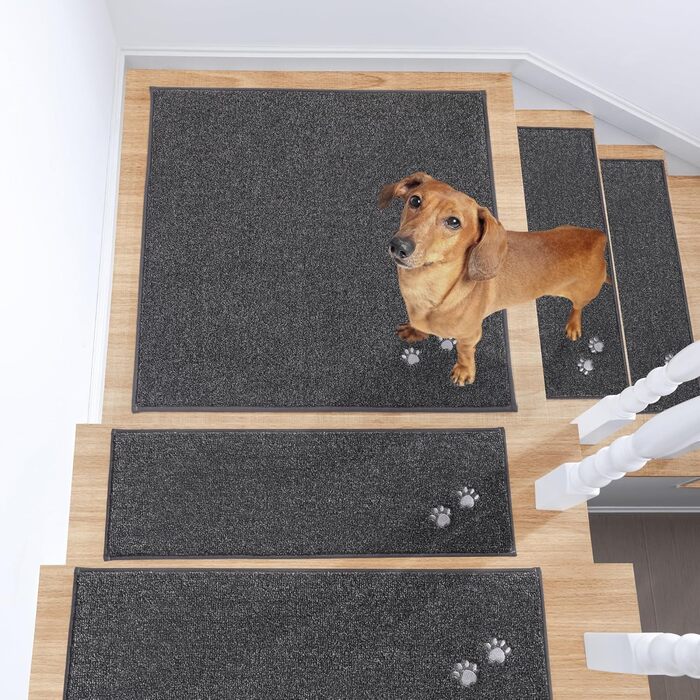 BEQHAUSE Non-Slip Stair Treads - 15 Pack, Washable Carpet for Stairs - Safe for Kids, Seniors & Pets, 22x70cm (8.7 x 27.5 inch), 100% Polyester with TPE Backing