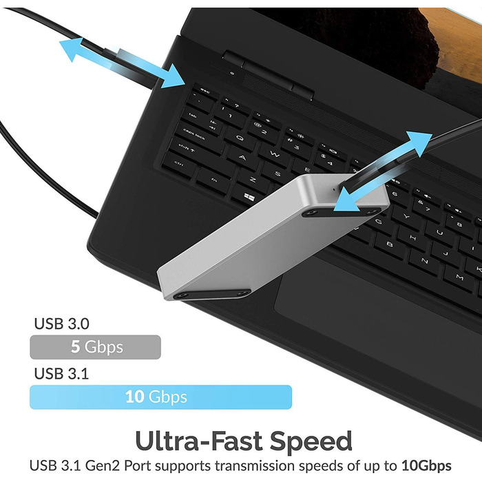 Корпус для NVMe SSD Sabrent з адаптером m.2 SATA, USB C 3.2 Gen 2 (10 Гбіт/с), з кулером