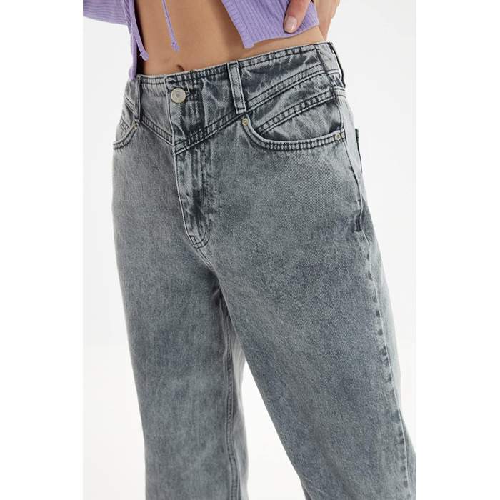 Джинси жіночі Trendyol високої посадки, широкі штанини, 90-ті, колір антрацит, розмір 34