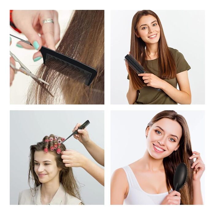 Набір гребінців для волосся, 7 шт. Масажні гребінці для розслаблення, гребінець з гнучкими м'якими шпильками для жінок, чоловіків, дітей (чорний)