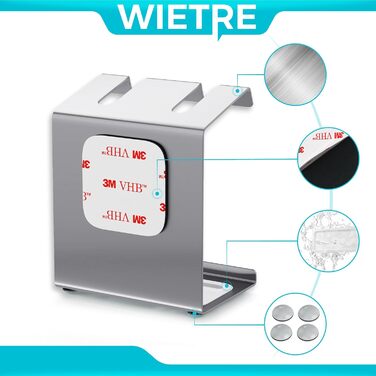 WIETRE Stainless Steel Brush Head Holder with Catch Basin | Fits Oral-B, iO, Philips Sonicare, Waterpik, Fairywill | Toothbrush Holder, Brush Head Holder (2 Pack)