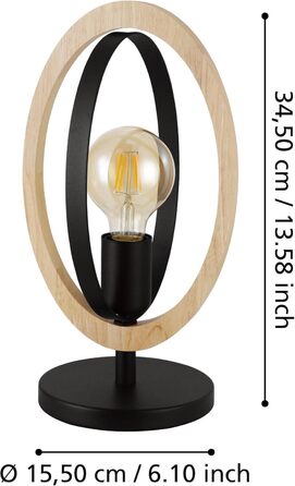 Торшер EGLO Basildon 1: дерев'яний торшер з текстилем та металом, з вимикачем, E27, для вітальні та спальні