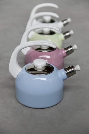Riess, 0543-116, Flötenkessel Plus 2L, CLASSIC-PASTELL BLAU, Capacity 2 liters, Diameter 18 cm, Enamel, Induction 2 liters White