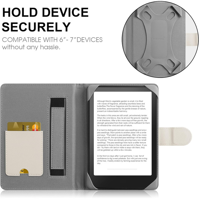 Чохол для електронного читача 6-7 дюймів: Pocketbook, Tolino, Sony, Kindle, Kobo (білий, шкіра)