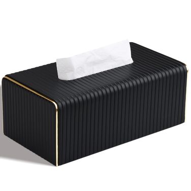 Скляниця для серветок з PU шкіри, чорна в смужку