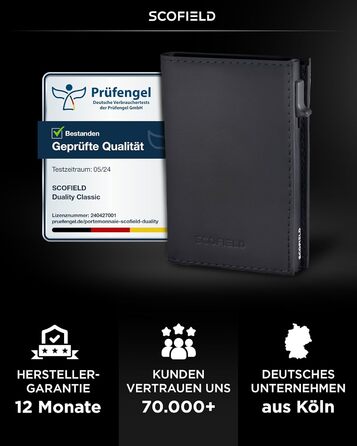 SF SCOFIELD Duality Magflip: Чоловіче карткове портмоне з RFID захистом та відділенням для монет. Slim Wallet для 9-10 карток. Матовий чорний магнітний замок.