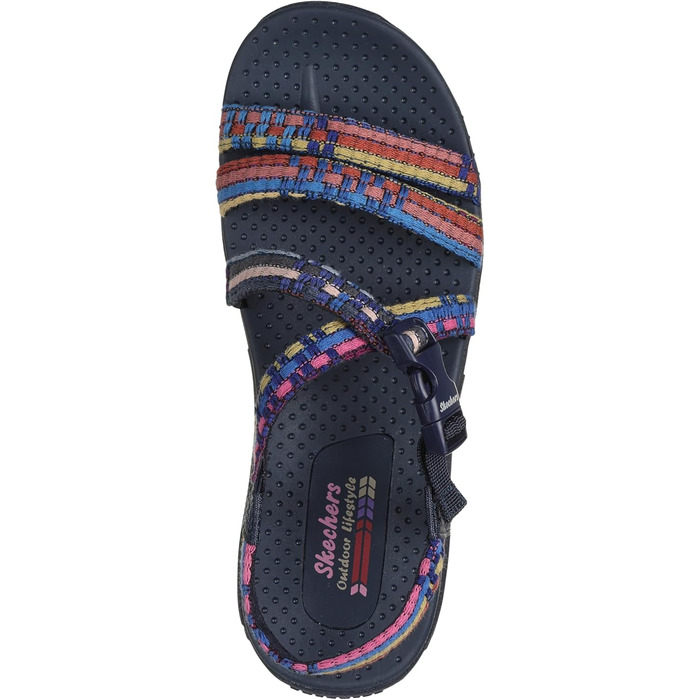 Сандалі жіночі Skechers Reggae Sew Me Boho плетені з ремінцями, блакитно-різнокольорові, розмір 37.5 EU