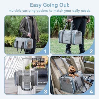 Транспортна переноска для кота/собаки Petsfit - складана переноска для авто, сіра, M
