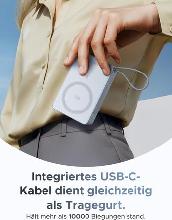 Power Bank UGREEN MagFlow 10000mAh 25W з MagSafe, PD30W USB-C, інтегрований кабель, LED-дисплей, для iPhone 17 Pro/Max