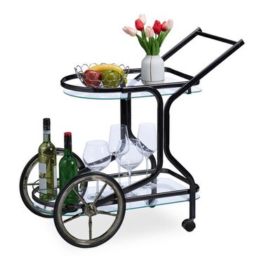 Relaxdays Black Serving Cart with 2 Levels