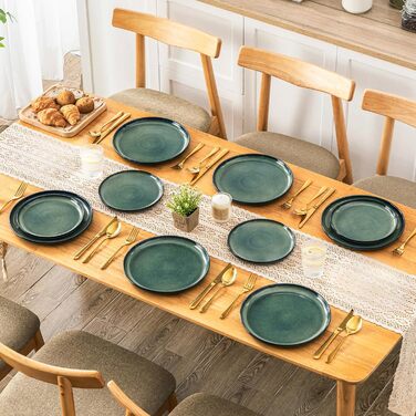 Vancasso Starry 24-Piece Stoneware Dinnerware Set - 6 Person Blue Tableware Set with Plates, Bowls & Dessert Plates