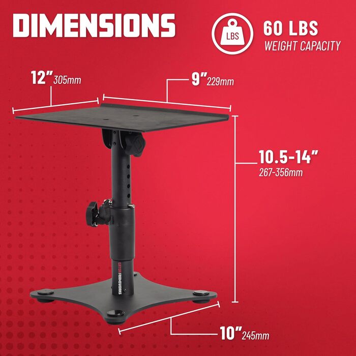 Підставка для монітора та динаміків Gator Frameworks: 2 шт., регульований кут 0-15°, з EVA-подушкою