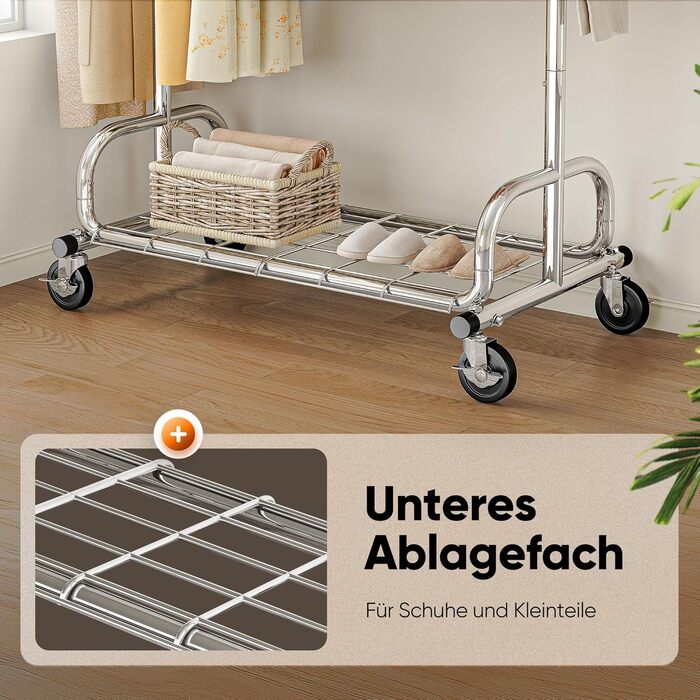 Стійка для одягу на колесах HOKEEPER, 136 кг, важка, висувна штанга для одягу S002S