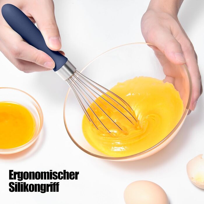 Ручний вінчик для кухні Doosu 28 см, з нержавіючої сталі 18/8, 8 гнучких дротів для збивання та перемішування (Midnigth Blue, S-23cm)