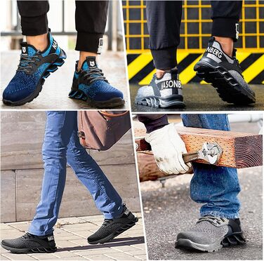 Робочі черевики з металевим носком для чоловіків та жінок. Легкі, дихаючі, розміри 37-48 EU, колір чорний