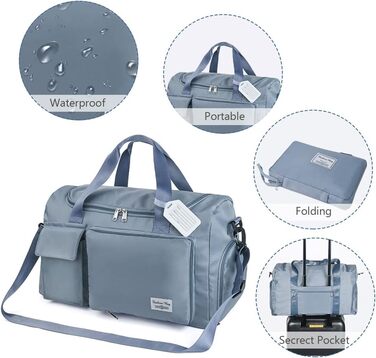 Спортивна сумка Flintronic 35L, водонепроникна, для подорожей та вихідних, блакитна (з багажним жетоном)