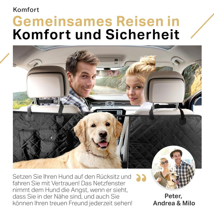 Захист для автосидіння для собак PETPROVED: водонепроникний, з аксесуарами. Захист заднього сидіння авто, автодеки для собак