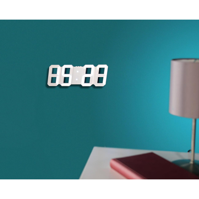 Lunartec Digital Clock Wall: Digital Jumbo LED Table & Wall Clock, 3D, Alarm Clock, Dimmable, 28 cm (Digital Clock for Placement, 3D Clock, Illuminated)