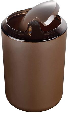 Комплект аксесуарів для ванної кімнати на 6 предметів з пластику, коричневий. Набір для ванної: дозатор для мила, тримач для зубних щіток, стакан, мильниця, щітка для унітазу, сміттєвий бачок.