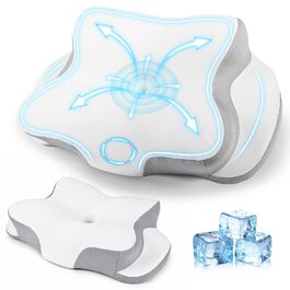 Ортопедична подушка з Memory Foam для сну на боці, спині та животі, біла. Знімний дихаючий чохол.