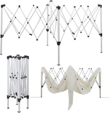 Foldable Gazebo 3x3m including bag | water-resistant, UV 50+ protection | Pop-up tent, foldable gazebo, garden tent, party tent, Capri | Click system metal frame (Cream)