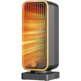 Електричний обігрівач PTC: тихий, енергоефективний, 900W, 3 режими, захист від перегріву та перекидання, для кімнат та спалень, чорний