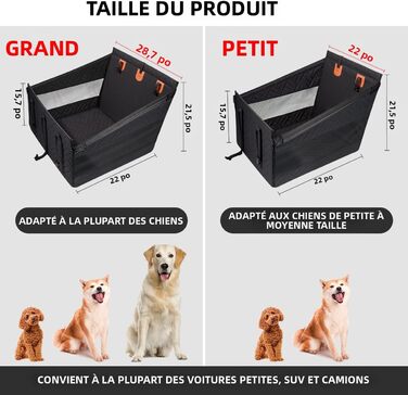Автокрісло для собак великих порід до 25 кг – безпечний чохол на заднє сидіння, міцний бустер для собак з подовжувачем для заднього сидіння та водовідштовхувальний килимок для собак (Чорний, L)