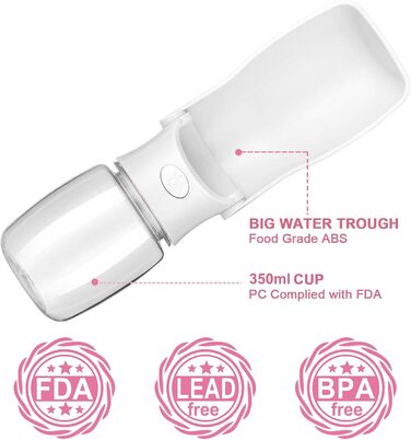 Складана пляшка для води для собак Canareen - портативна фляга для тварин для прогулянок, подорожей (біла, 350 мл)