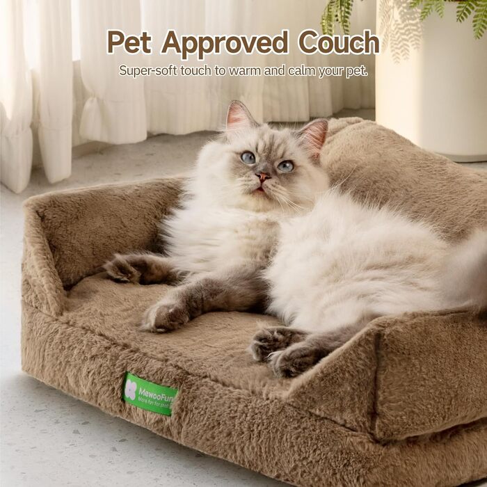 MEWOOFUN Cat Cave Cat Bed for Indoor Cats, Cute Kitten Bed Pet Sofa with Removable, Washable Cover and Anti-Slip Bottom for Small Dogs (White, ) (S, Brown)