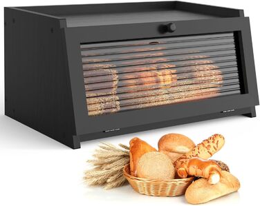 Бредовий бокс Itslife Brotkasten Bambus: дерев'яний контейнер для хліба, 40x25x20 см, чорний