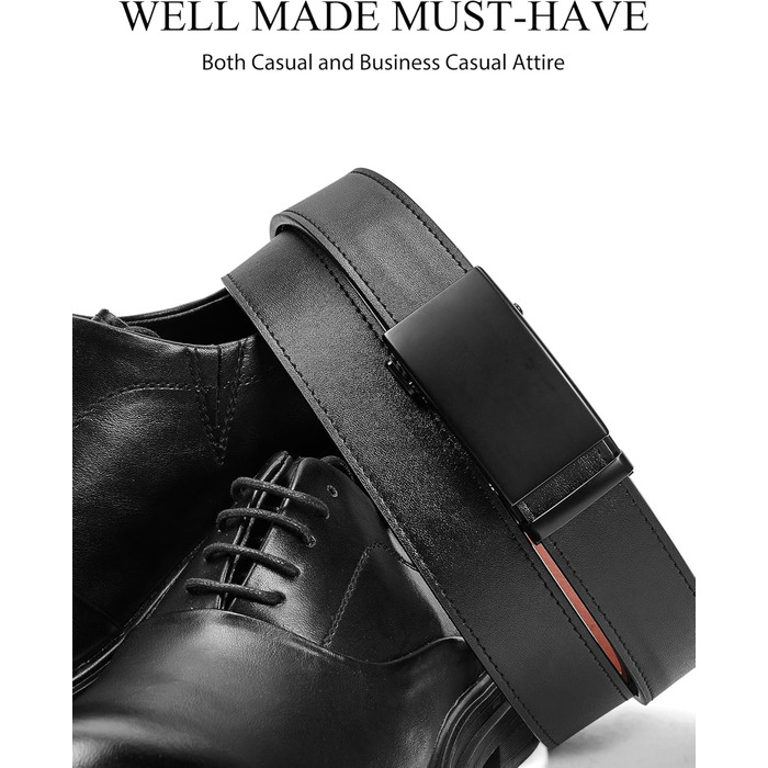 Чоловічий шкіряний ремінь на пряжці, 3,5 см, регульований, для джинсів, зручна посадка 32-38W, чорний