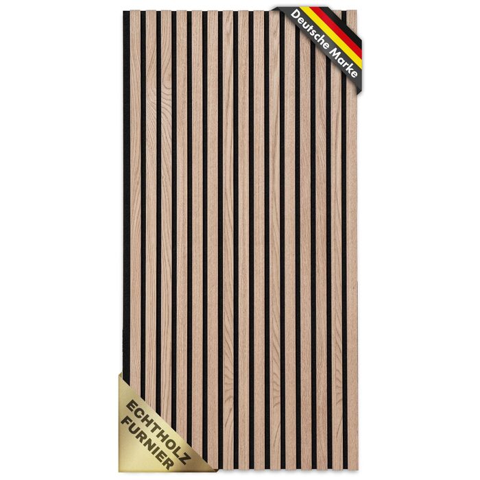 Акустичні настінні панелі KARAT з натурального шпону червоного дуба (Red Oak), ламелі з дерева та фетру для шумоізоляції та звукопоглинання, 118 x 60 см