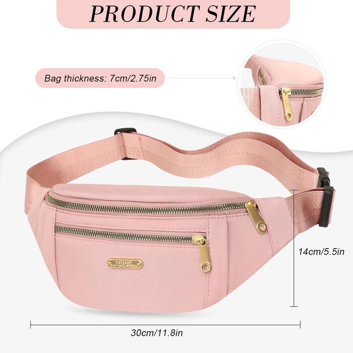 Гірчатка поясна водонепроникна для жінок та чоловіків, сумка через плече, поясна сумка, білий (рожевий)