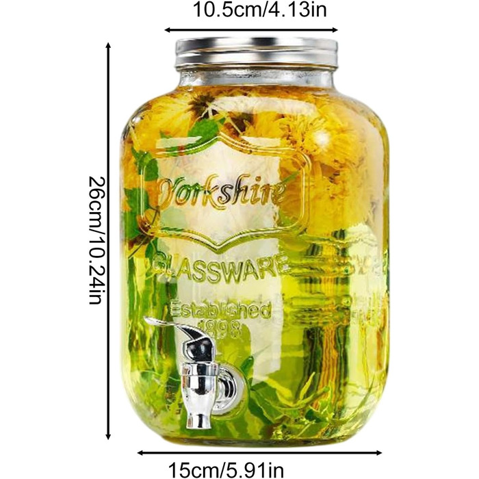 Drink Dispensers for Parties, Leakproof Beverage Dispenser Spigot, Food Grade, Transparent, Iced Beverage Jugs, Party Hosting Accessories for Lemon, Sangria, and Drinks