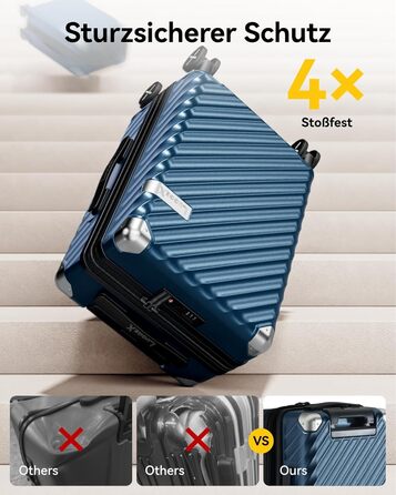 LUGGEX Carry-on Suitcase Hard Shell with Wheels - Expandable to 38L - Robust Polycarbonate for Stress-Free Travel (Navy Blue)