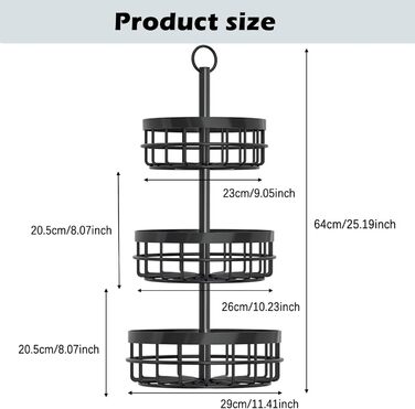 Багатоярусна металева підставка для фруктів та овочів MaxEarn - 3 яруси, велика місткість, з дерев'яними ручками