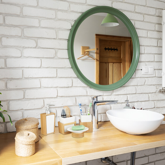 Relaxdays Bathroom Set made of Bamboo and Ceramic