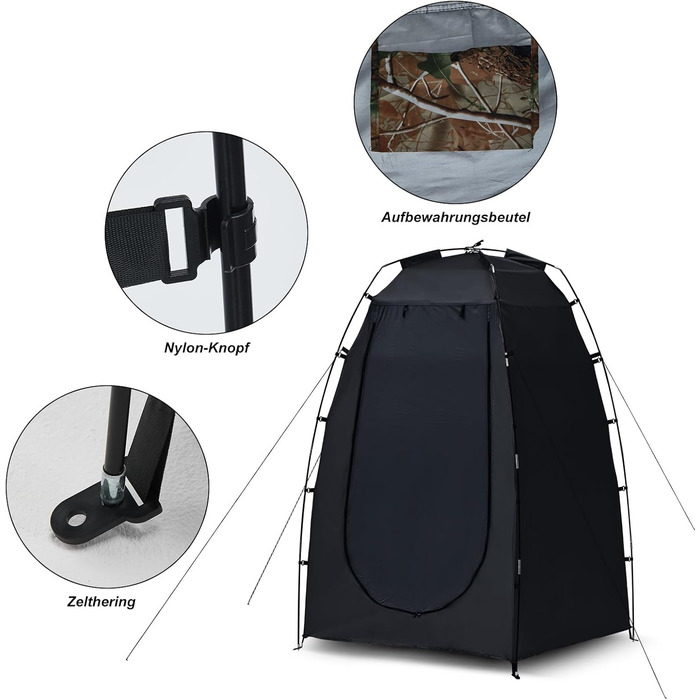 CLIPOP Pop-Up Tent - Waterproof, Lightweight, 1-Layer Spring Camping Tent - Easy Setup for Beach, Hiking, Festival, Outdoor - Black