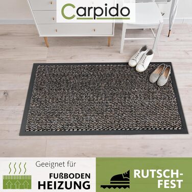Килимок для дому Carpido 40x60 см - швидковисихаючий, антиковзаючий, для входу, сірий (2 шт.)