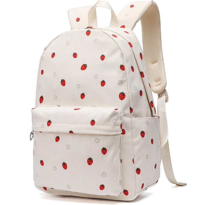 Шкільний рюкзак для дівчаток: легкий, для підлітків, з відділенням для ноутбука (Клубничка)