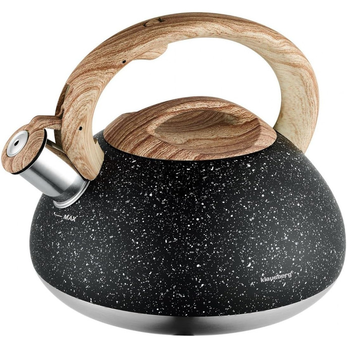 Чайник Klausberg з нержавіючої сталі з флейтою, 2.7 л, чорний
