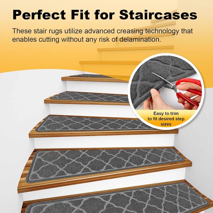 15 килимків на сходи 76x20 см, антиковзаючі, самоклеючі, для дітей, літніх людей та собак, сірий колір