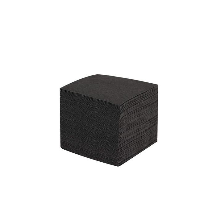 HostelNovo - Set of 4 Napkin Rings with 200 Cocktail Napkins 10x10 cm - Napkin Holders made of Robust Stainless Steel - Black Napkins, Disposable Paper