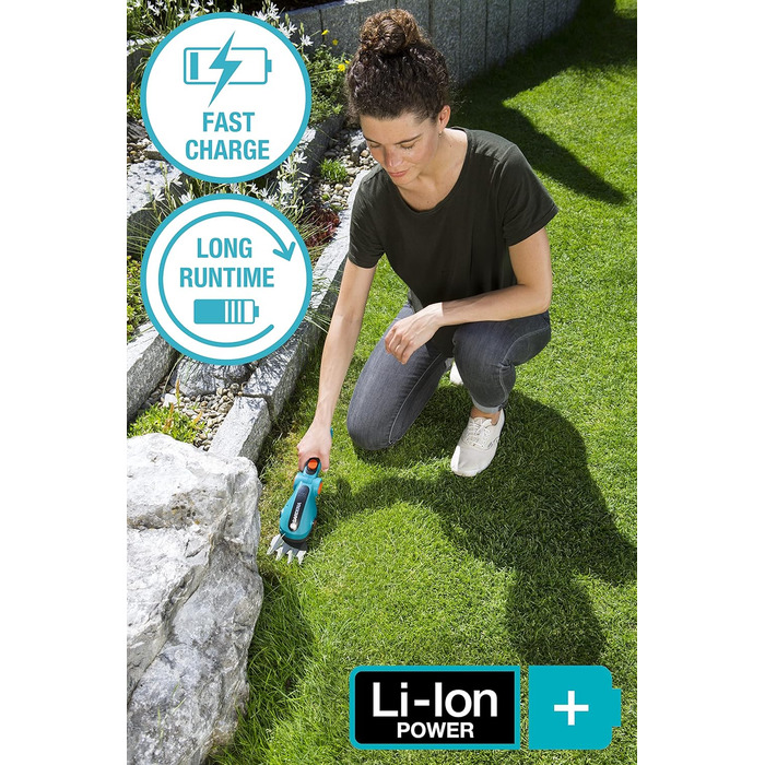 Акумуляторні ножиці для трави Gardena ComfortCut Li, 8 см, зручна ручка, швидка заміна леза без інструментів