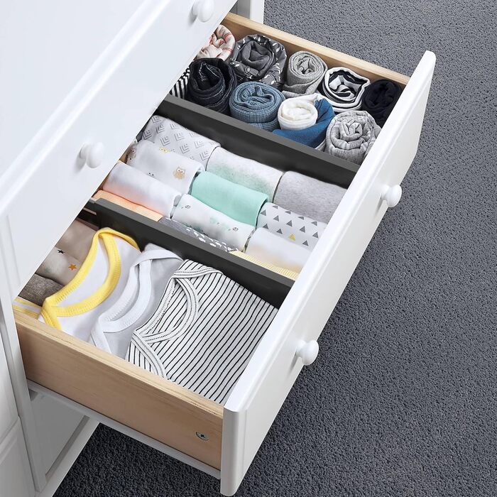 Utoplike Bamboo Adjustable Drawer Divider (4-pack), Large Drawer Organizer with Spring-loaded for Clothing, Silverware, Utensils in Kitchen, Bathroom, Bedroom, Baby Drawer, Black