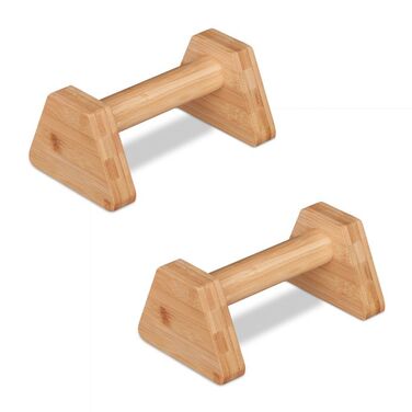 Relaxdays Bamboo Parallettes - Set of 2