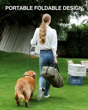 Складана переносна собача будка для середніх та великих собак, 106.7 см, з 4 дверцятами, зелена, з сумкою для зберігання (106*78*78 см)
